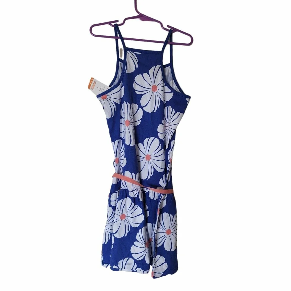 Gymboree Hop N Roll Blue Knit White Flower Dress Size 10 Girls NWT Kids